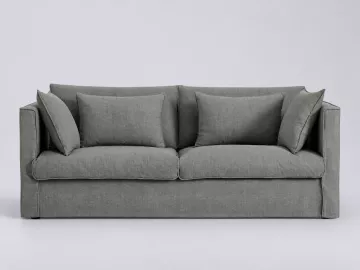 Canapé Camille La Redoute, 4 places droit fixe, coton et lin, coloris anthracite