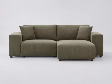 Canapé Aberdeen Maisons du Monde, 3 places d'angle fixe réversible, velours côtelé, coloris vert