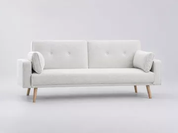Canapé Elga Maisons du Monde, 3 places droit convertible, coloris bouclette blanc