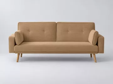 Canapé Elga Maisons du Monde, 3 places droit convertible, velours côtelé, coloris taupe