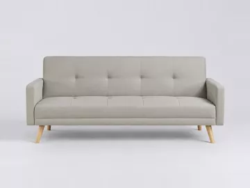 Canapé Wooden Maisons du Monde, 3 places droit convertible, coloris beige