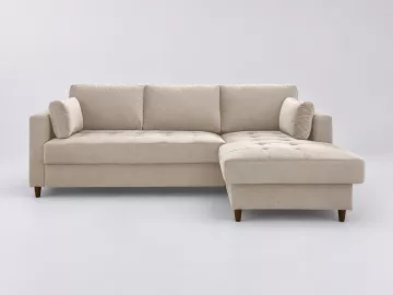 Canapé Anna Maisons du Monde, 4 places d'angle convertible, velours, coloris beige