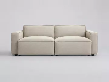 Canapé Split Miliboo, 3 places modulable fixe, coloris effet velours texturé beige