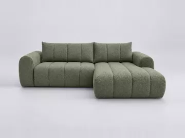 Canapé Nesty Bobochic, 3 places d'angle fixe, coloris vert clair