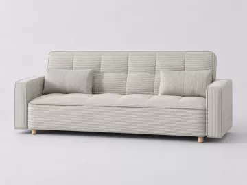Canapé Copenhague Maisons du Monde, 3 places droit convertible, velours côtelé, coloris beige