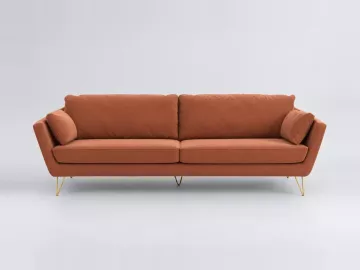 Canapé Topim La Redoute, 4 places droit fixe, velours, coloris tabac