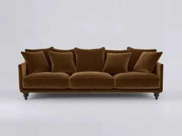 Canapé Lazare La Redoute, 4 places droit fixe, velours, coloris bronze