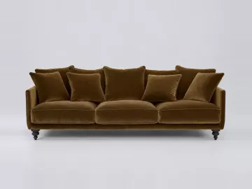 Canapé Lazare La Redoute, 5 places droit fixe, velours, coloris bronze