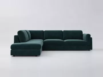 Canapé Cesar AMPM, d'angle convertible, velours, coloris vert sarcelle