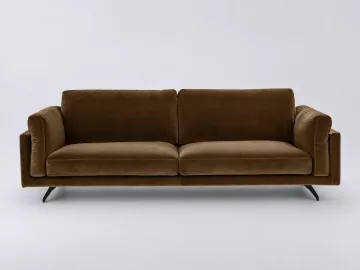 Canapé Cesar AMPM, 3 places droit fixe, velours, coloris bronze