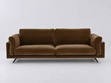 Canapé Cesar AMPM, 4 places droit fixe, velours, coloris bronze