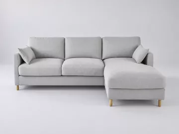 Canapé Julian Maisons du Monde, 5 places d'angle convertible, coloris gris clair