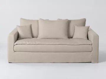 Canapé Celestin Maisons du Monde, 3 places droit fixe, lin, coloris beige