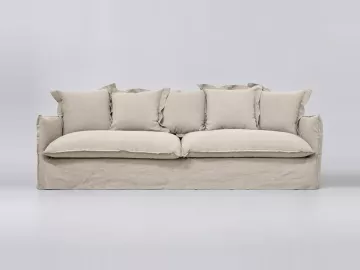 Canapé Barcelone Maisons du Monde, 5 places droit fixe, lin, coloris beige