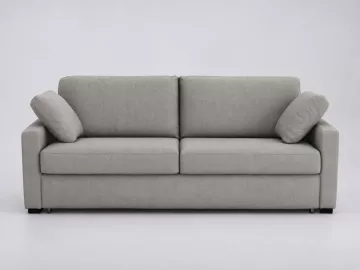 Canapé Timor La Redoute, 4 places droit convertible, coton et lin, coloris gris clair