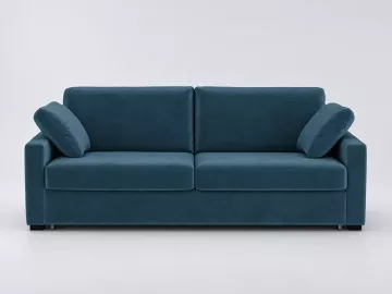 Canapé Timor La Redoute, 4 places droit convertible, velours, coloris bleu de prusse