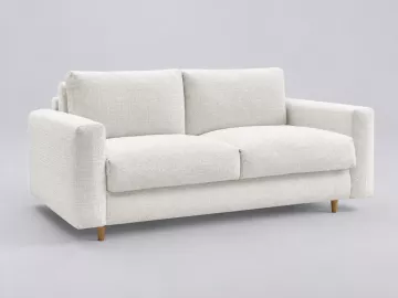 Canapé Cocoone Bobochic, 3 places droit convertible express couchage 140x200, tissu texturé, coloris blanc