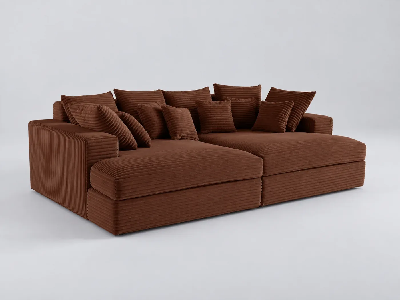 Canapé Collins Maisons du Monde, 4 places d'angle fixe, velours, coloris marron