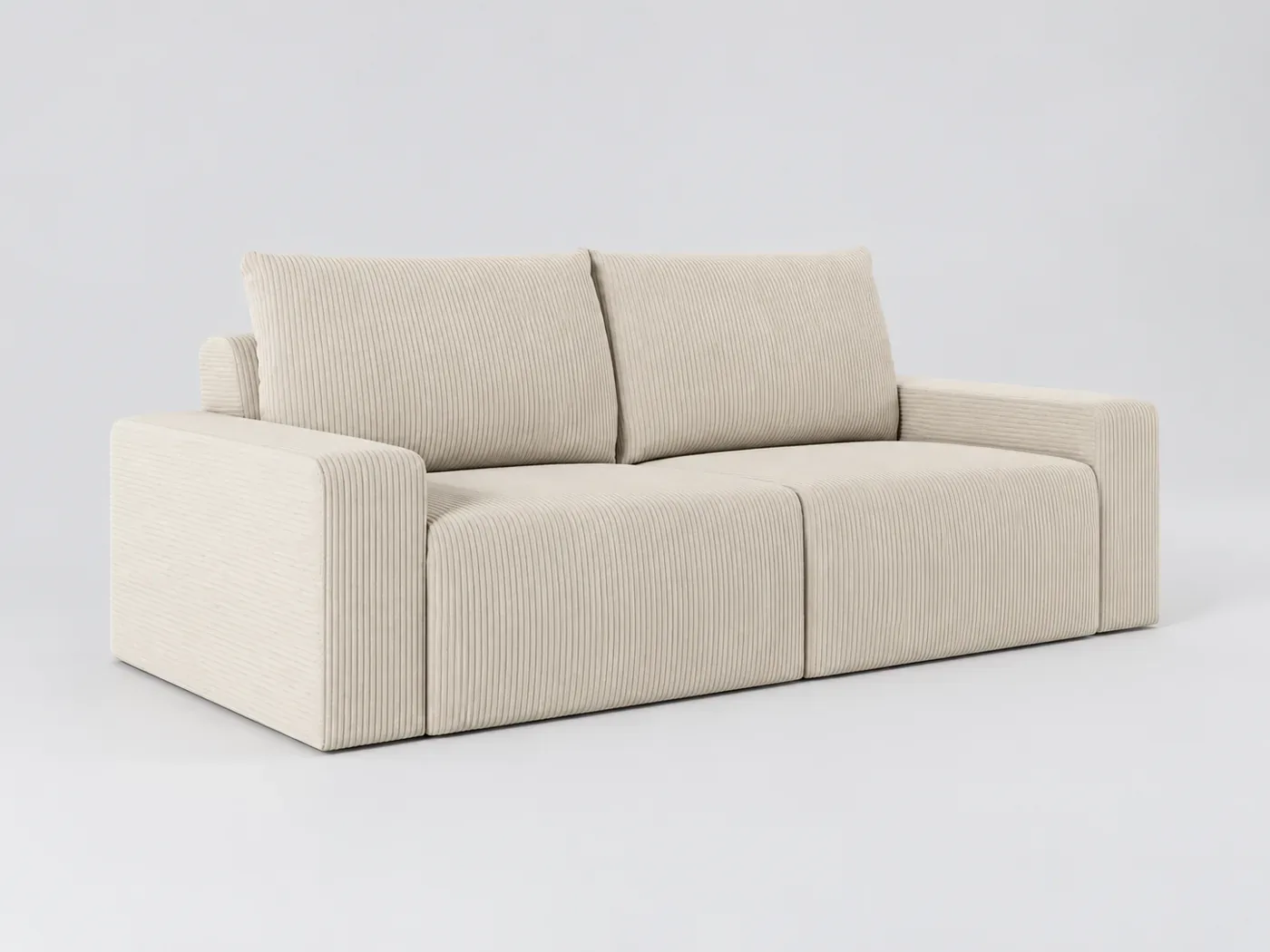Canapé Romane Maisons du Monde, 2 places droit fixe, velours, coloris ivoire