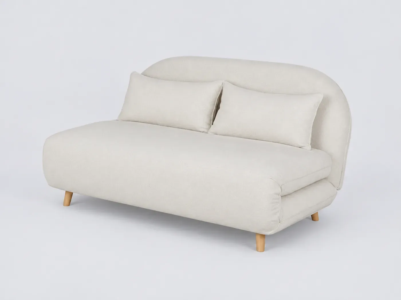 Canapé Ponio Maisons du Monde, 2 places droit convertible, bouclette, coloris ivoire