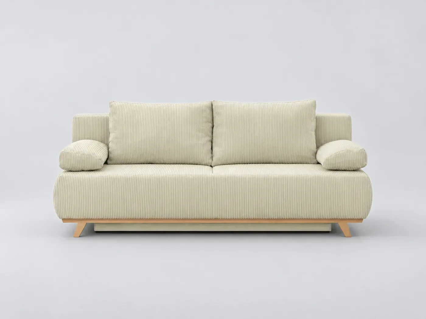 Canapé Laria Homifab, 3 places droit convertible, velours, marque Maisons du Monde, coloris ivoire