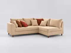 Canapé Rune Maisons du Monde, 4 places d'angle convertible, velours côtelé, coloris beige