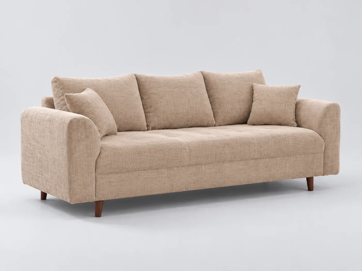 Canapé Rune Maisons du Monde, 2 places droit fixe, velours, coloris beige