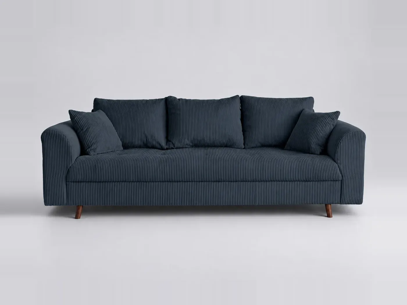 Canapé Rune Best Mobilier, 3 places droit fixe, velours côtelé, coloris bleu nuit