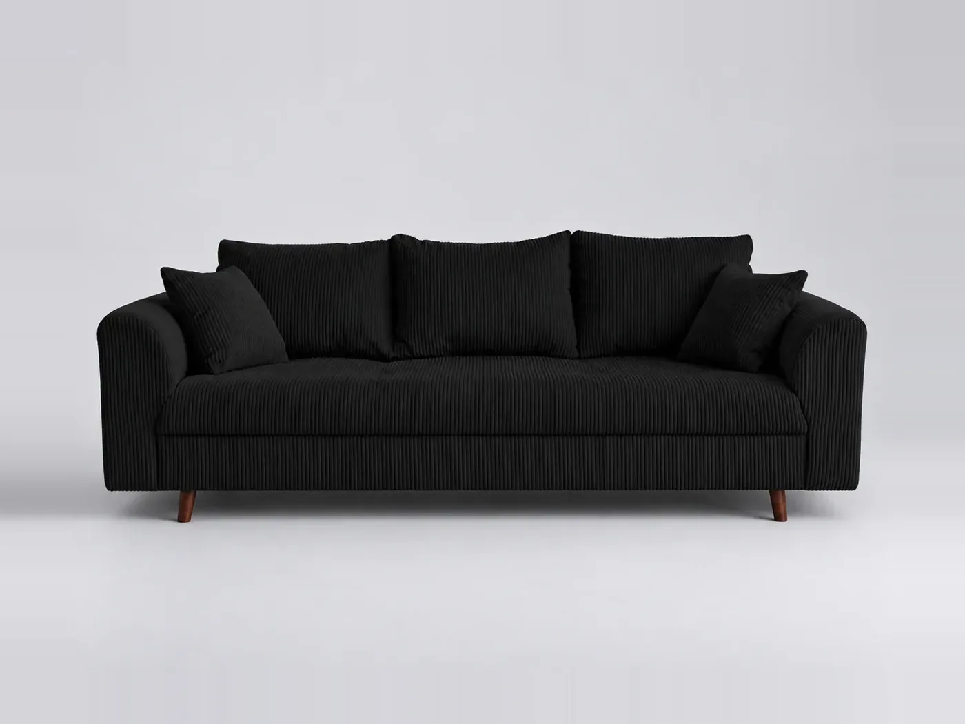 Canapé Rune Best Mobilier, 3 places droit fixe, velours côtelé, coloris noir