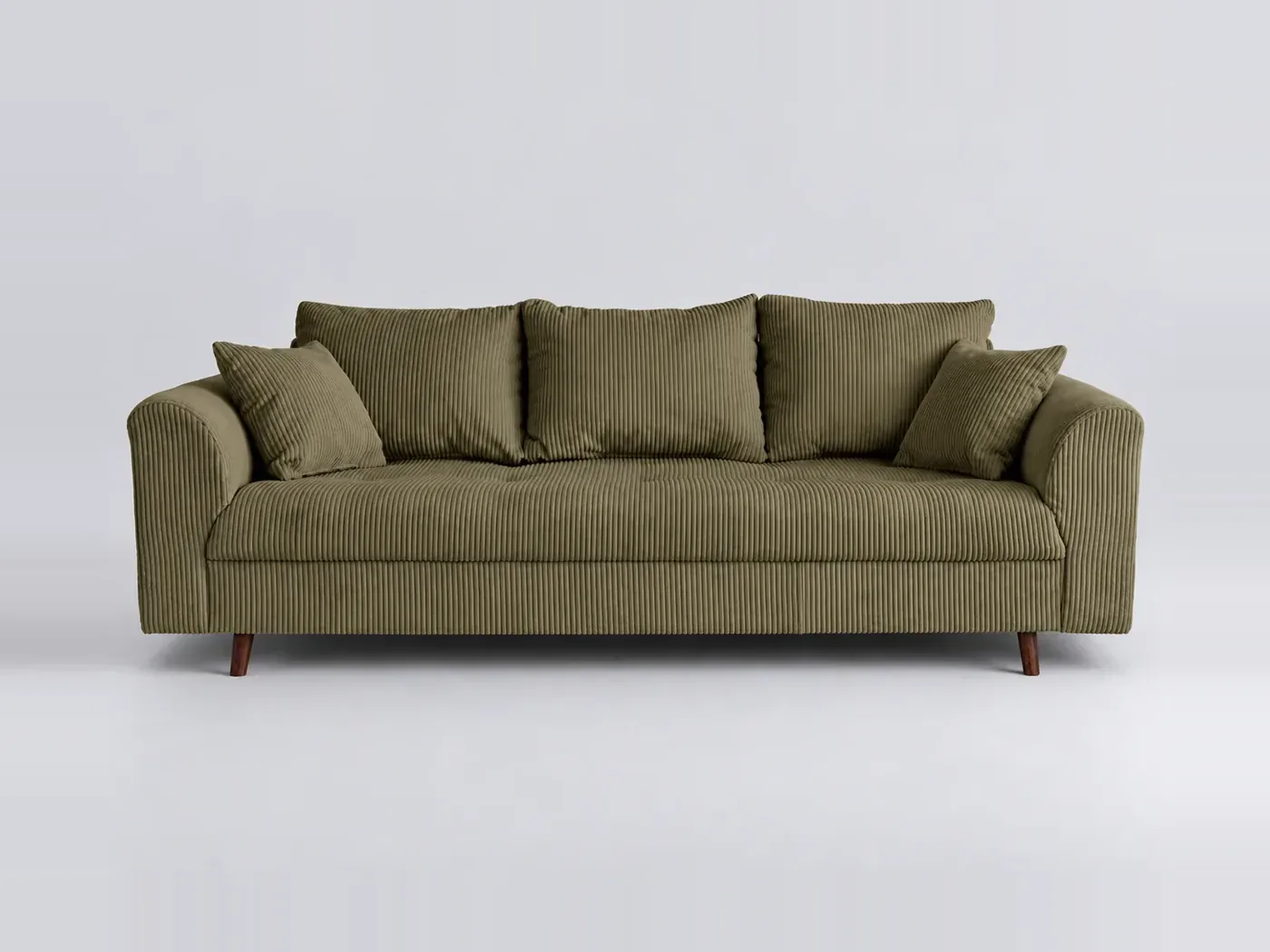 Canapé Rune Maisons du Monde, 3 places droit fixe, velours côtelé, coloris vert