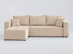 Canapé Topaze Maisons du Monde, 4 places d'angle convertible réversible, velours côtelé, coloris beige