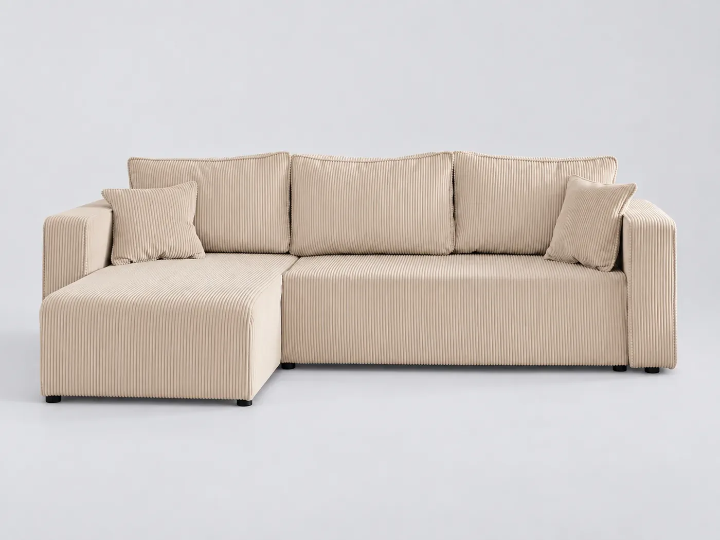 Canapé Topaze Maisons du Monde, 4 places d'angle convertible réversible, velours côtelé, coloris beige