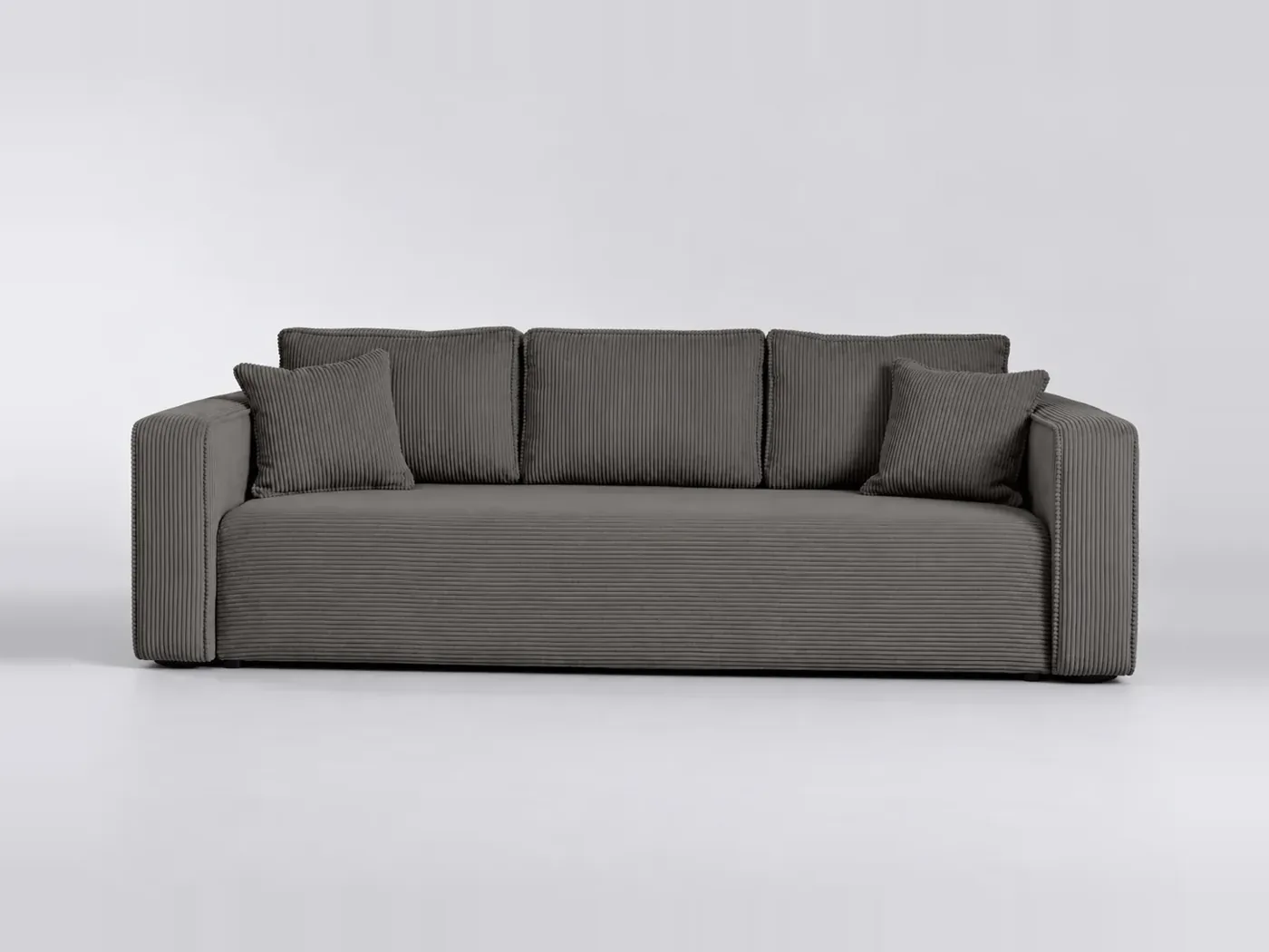 Canapé Topaze Maisons du Monde, 3 places droit convertible, velours côtelé, coloris gris