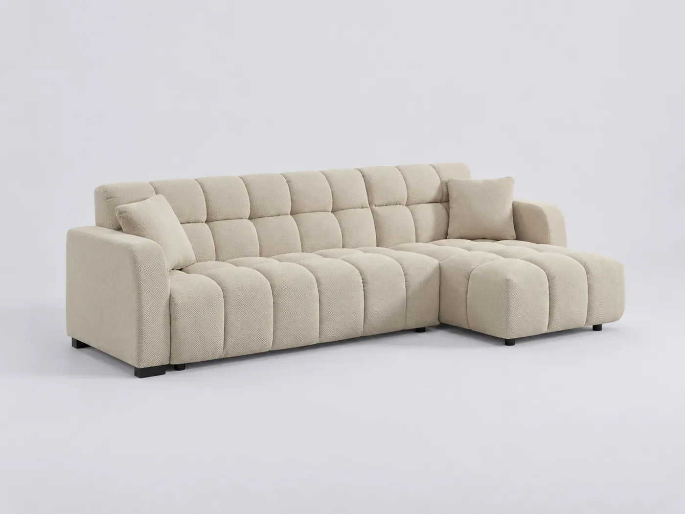 Canapé Dot Maisons du Monde, 3 places d'angle fixe réversible, coloris blanc cassé