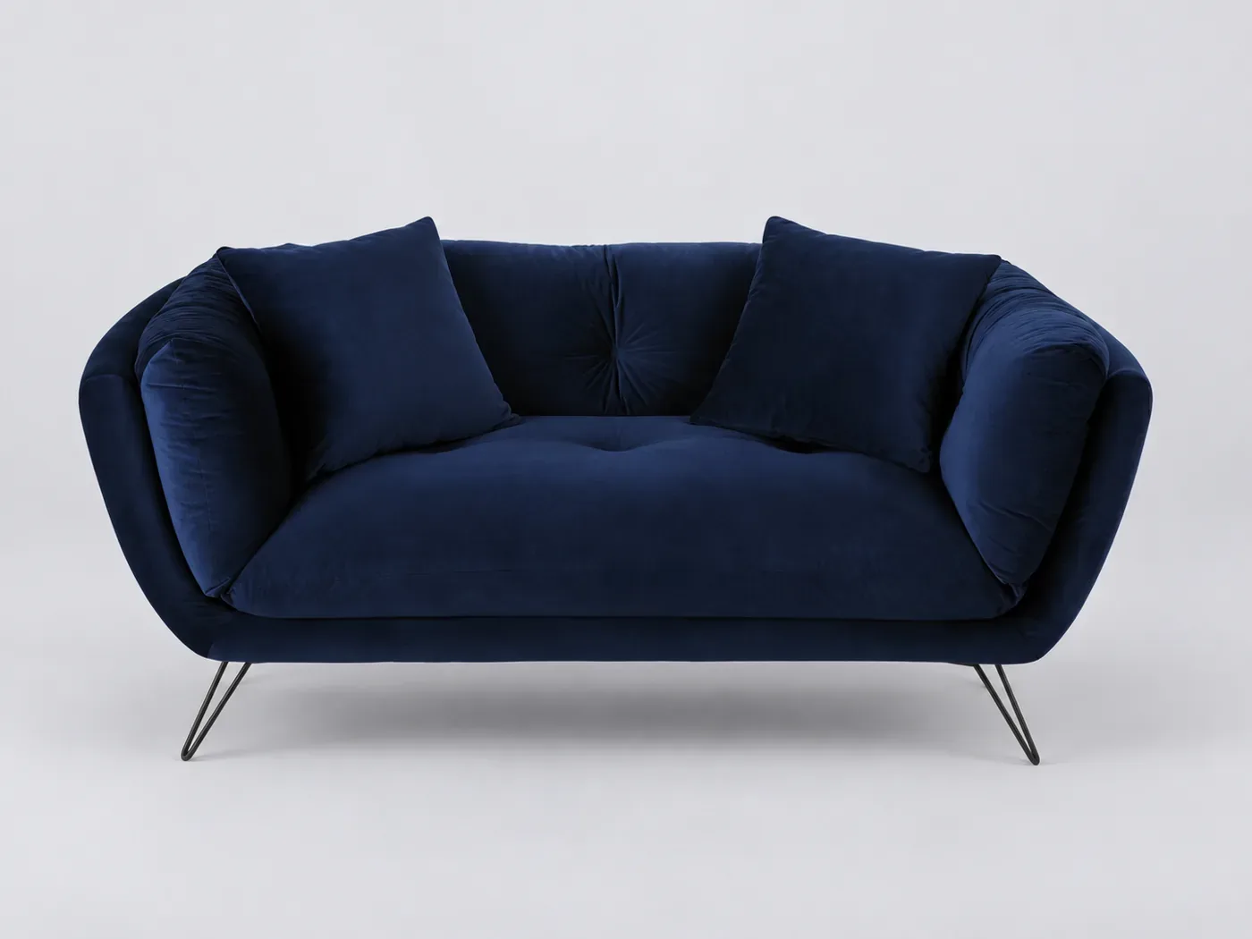 Canapé Dot Maisons du Monde, 2 places droit fixe, velours, coloris bleu