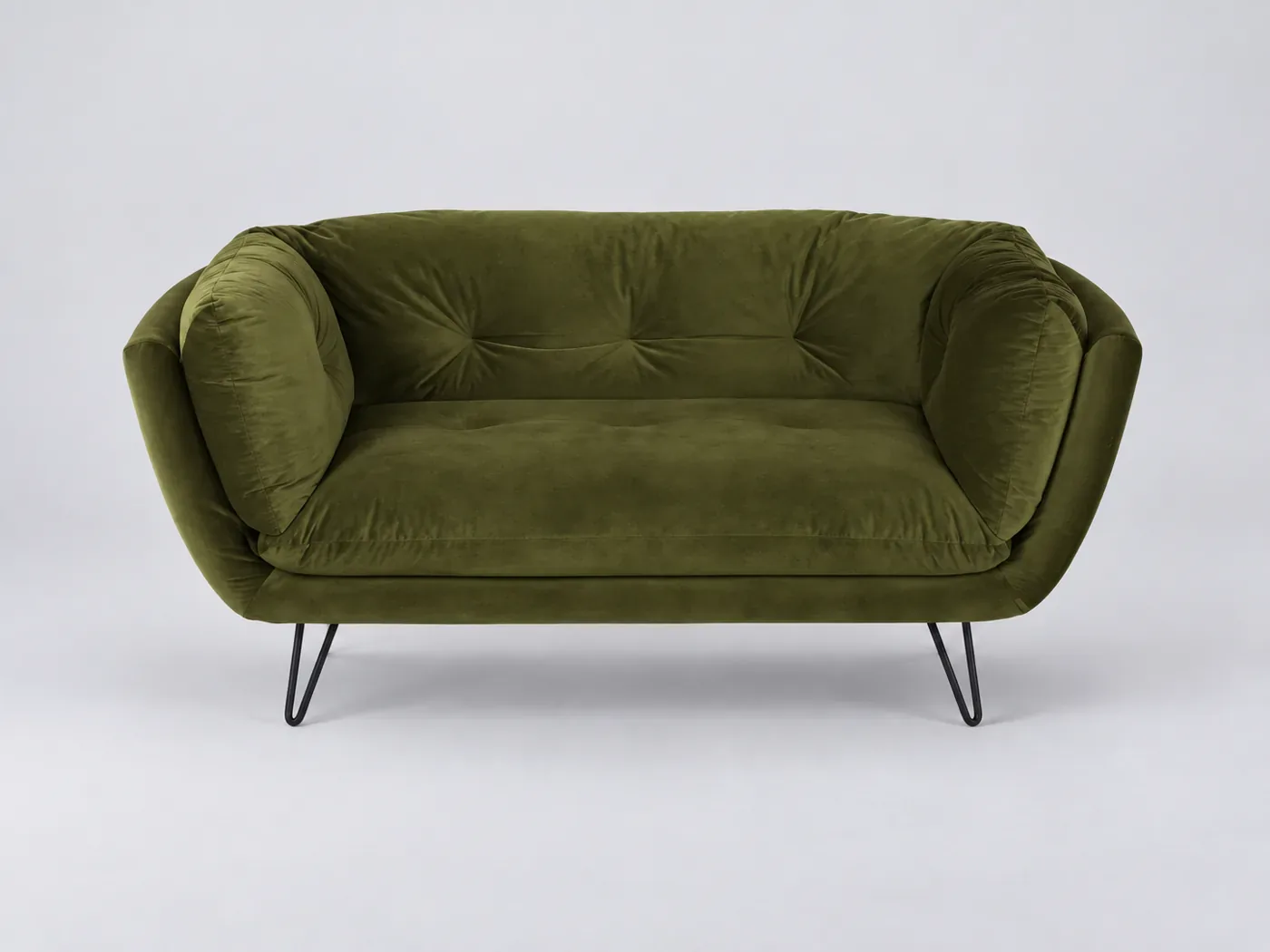 Canapé Dot Maisons du Monde, 2 places droit fixe, velours, coloris vert