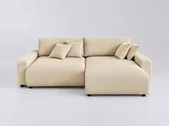 Canapé Pivoine Maisons du Monde, 4 places d'angle convertible, velours côtelé, coloris beige