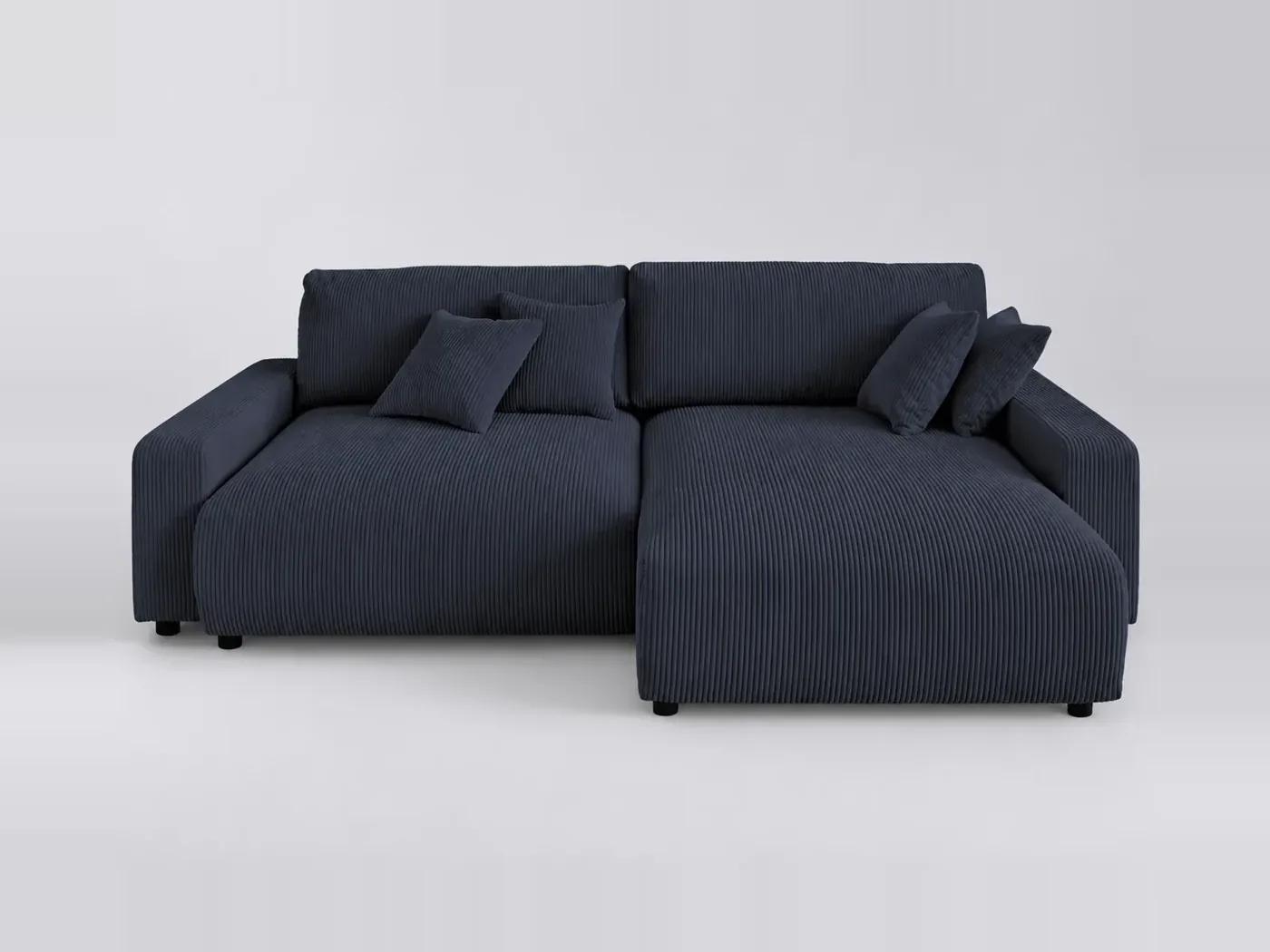 Canapé Pivoine Maisons du Monde, 4 places d'angle convertible, velours côtelé, coloris bleu nuit