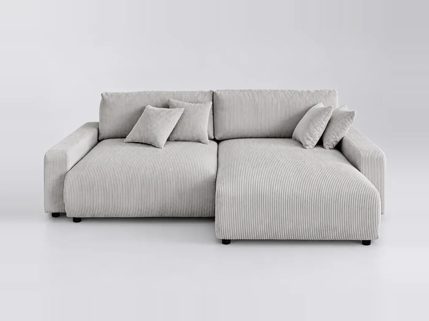 Canapé Pivoine Maisons du Monde, 4 places d'angle convertible, velours côtelé, coloris gris clair