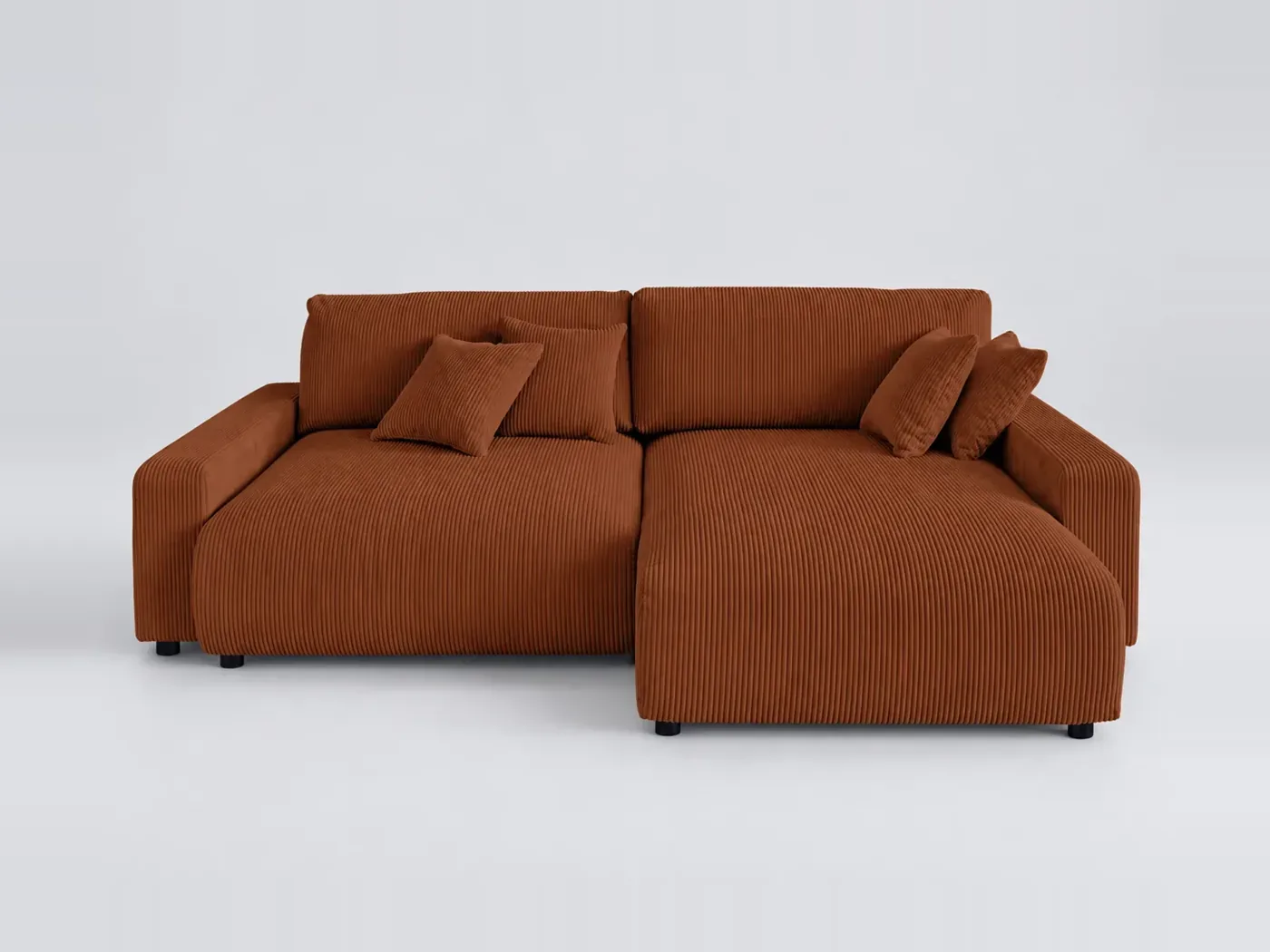 Canapé Pivoine Maisons du Monde, 4 places d'angle convertible, velours côtelé, coloris terracotta