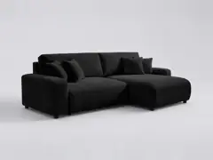 Canapé Pivoine Maisons du Monde, 4 places d'angle convertible réversible, velours, coloris noir