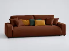 Canapé Pivoine Maisons du Monde, 3 places droit convertible, velours, coloris terracotta