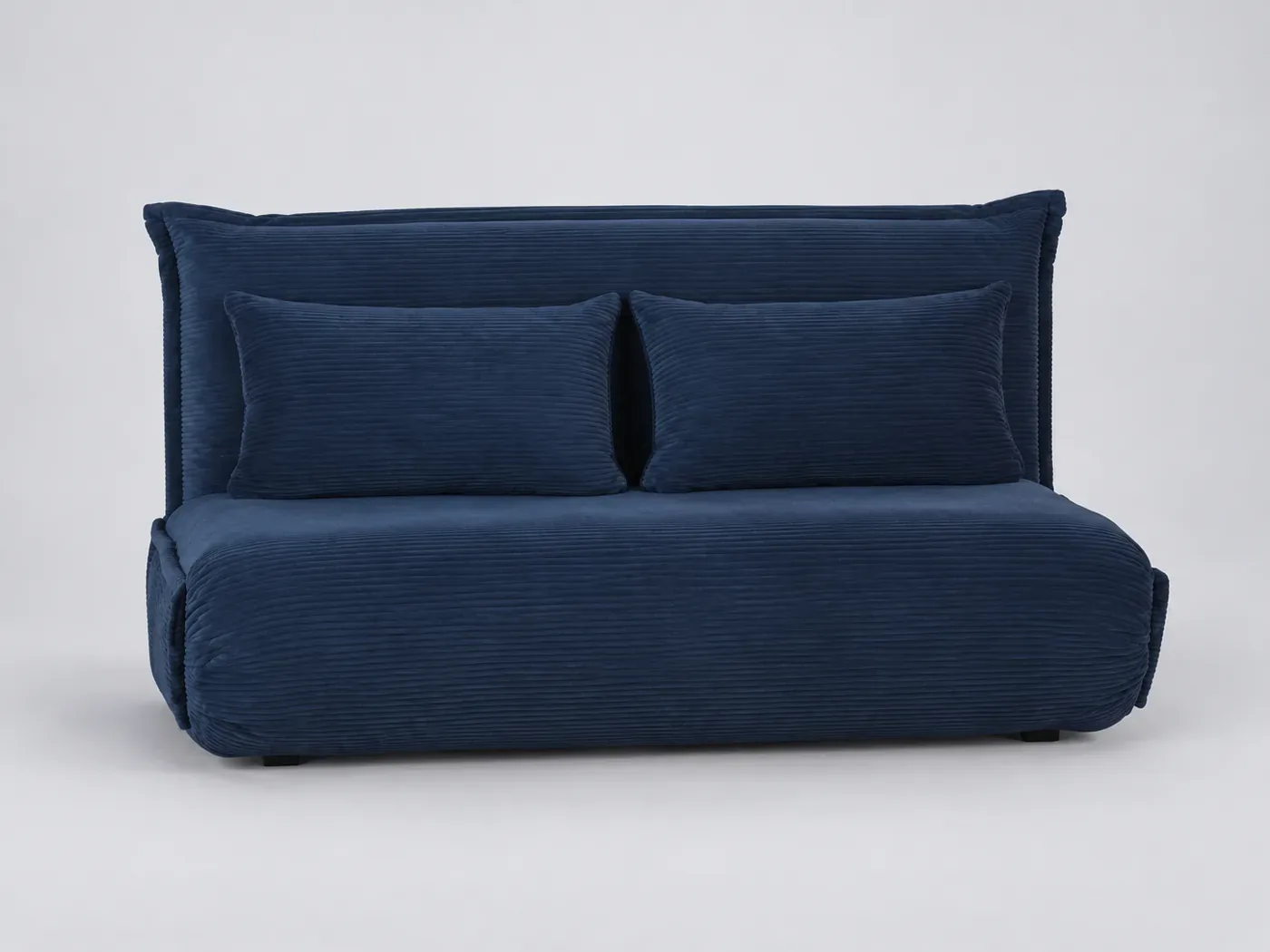 Canapé Hallen Maisons du Monde, 2 places droit convertible, velours côtelé, coloris bleu foncé