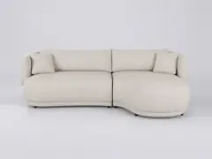 Canapé Modjo Maisons du Monde, 3 places d'angle fixe, velours, coloris beige sable 260 cm