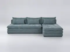 Canapé Clio Maisons du Monde, 3 places d'angle convertible, coloris bleu canard