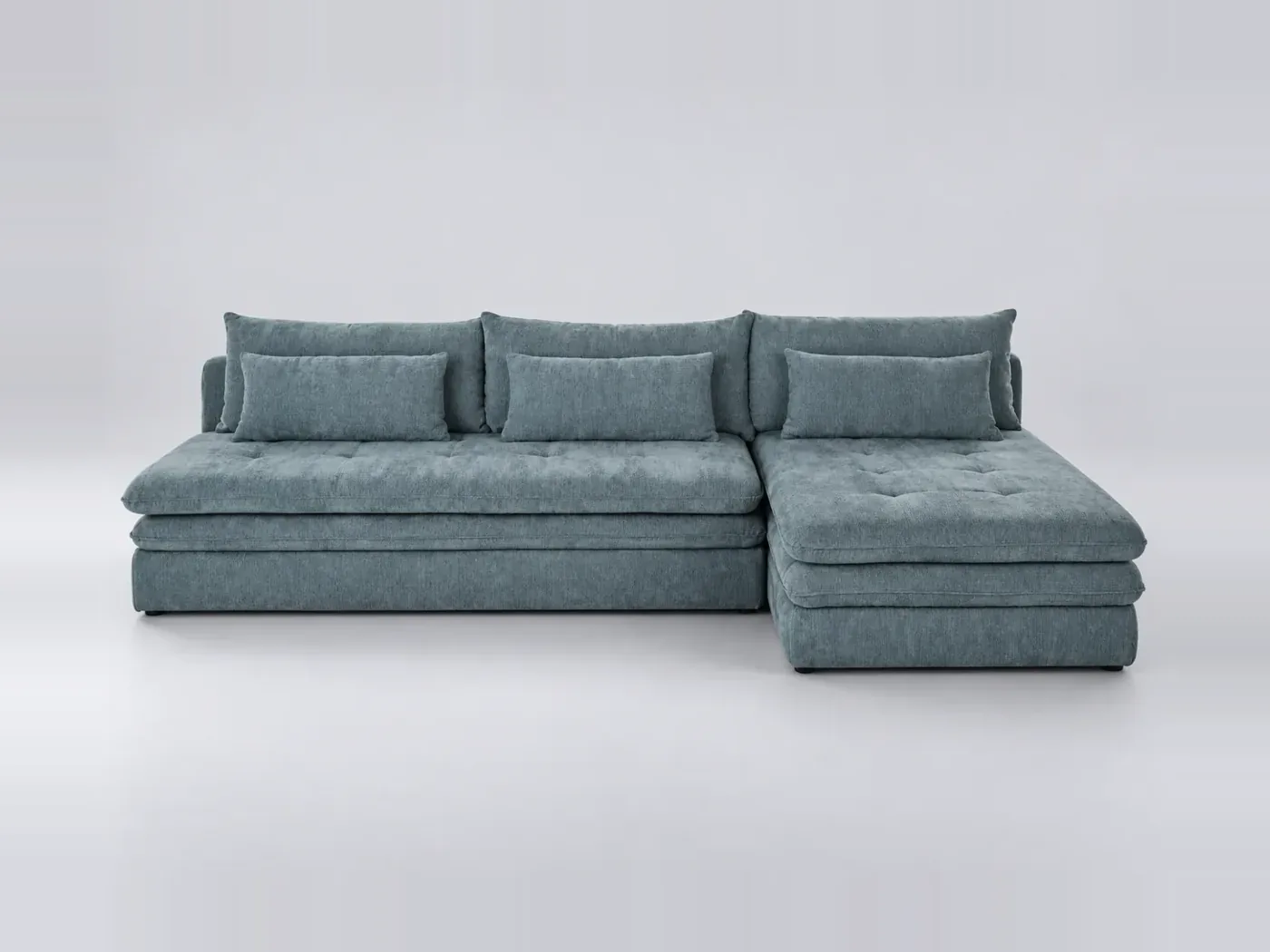 Canapé Clio Maisons du Monde, 3 places d'angle convertible, coloris bleu canard