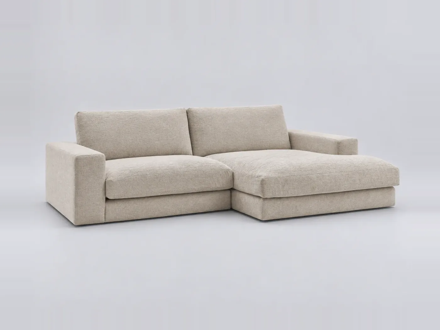 Canapé Leonard Bobochic, 4 places d'angle fixe compact, coloris beige