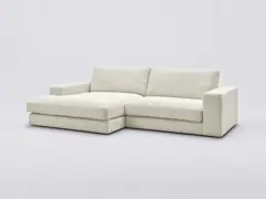 Canapé Leonard Bobochic, 4 places d'angle fixe compact, velours côtelé, coloris beige