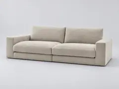Canapé Leonard Bobochic, 3 places droit fixe compact, coloris beige