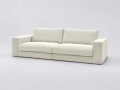 Canapé Leonard Bobochic, 3 places droit fixe compact, velours côtelé, coloris beige